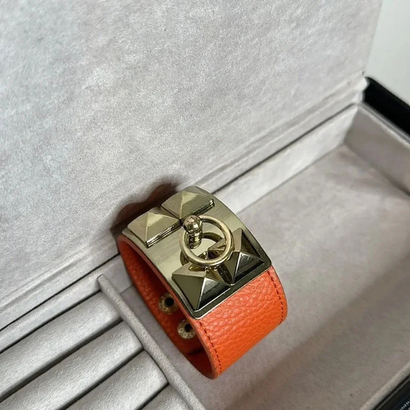 Orange Buckle Snap Faux Leather Bracelet - Picture 6 of 7